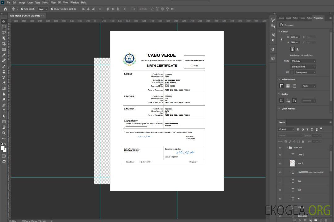 Acte d'état civil de Cap-Vert, modèle Word et PDF template Acte d'état civil de Cap-Vert, modèle Word et PDF template
